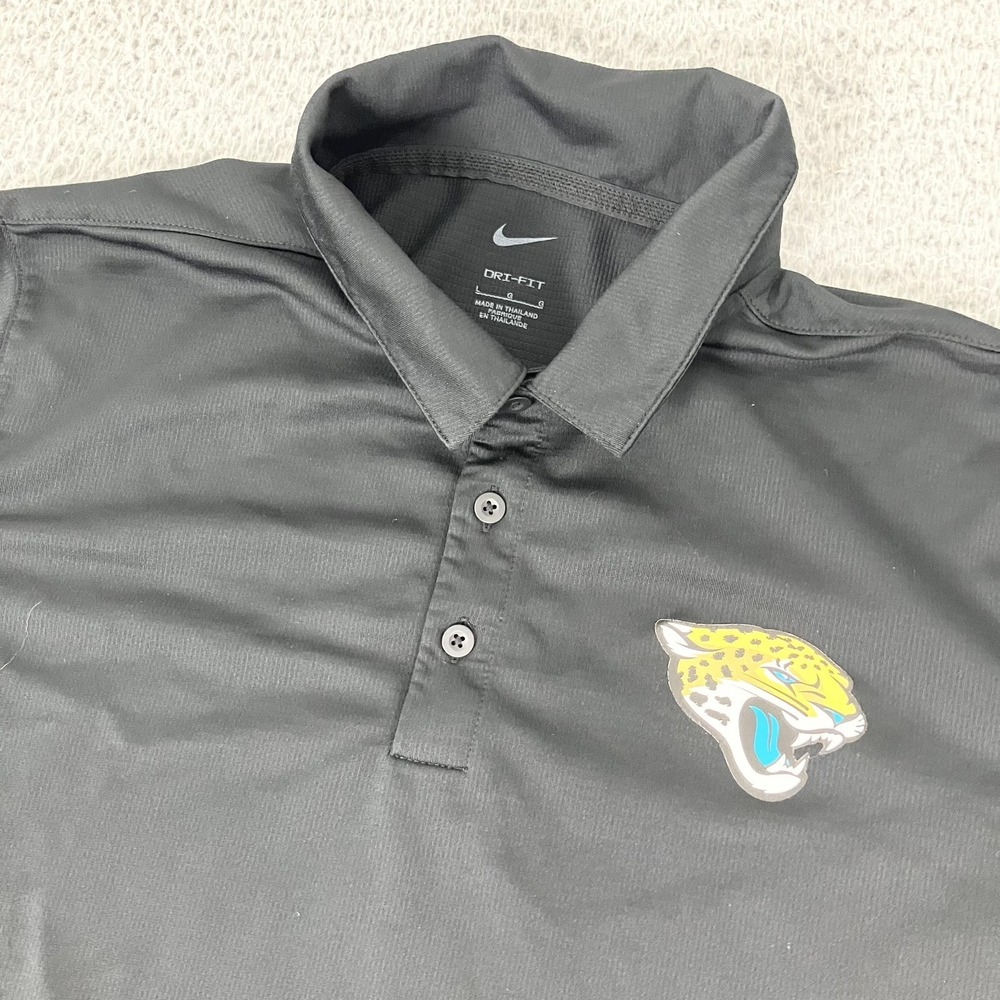 Jacksonville Jaguars Polo Shirt Mens Large Black NFL Football Nike Dri Fit